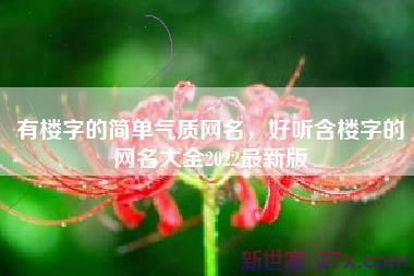 有楼字的简单气质网名，好听含楼字的网名大全2022最新版