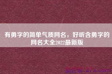 有勇字的简单气质网名，好听含勇字的网名大全2022最新版