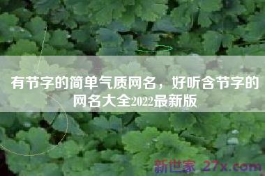 有节字的简单气质网名，好听含节字的网名大全2022最新版