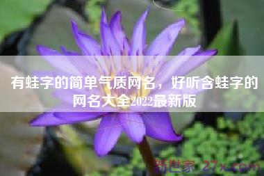 有蛙字的简单气质网名，好听含蛙字的网名大全2022最新版