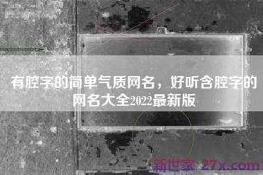 有腔字的简单气质网名，好听含腔字的网名大全2022最新版