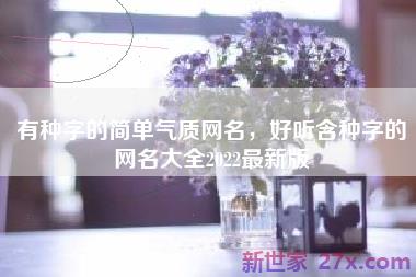 有种字的简单气质网名，好听含种字的网名大全2022最新版