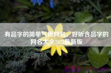 有品字的简单气质网名，好听含品字的网名大全2022最新版