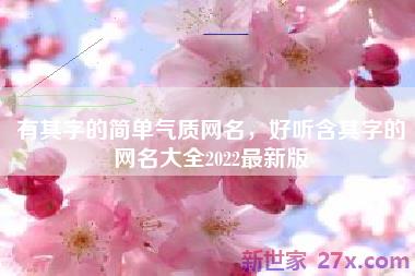有其字的简单气质网名，好听含其字的网名大全2022最新版