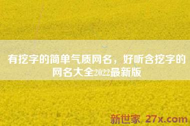 有挖字的简单气质网名，好听含挖字的网名大全2022最新版