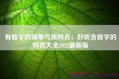 有皆字的简单气质网名，好听含皆字的网名大全2022最新版