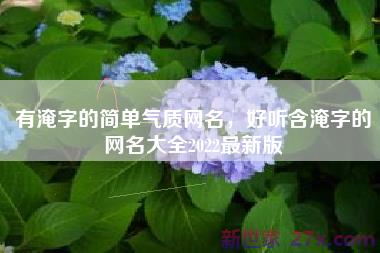 有淹字的简单气质网名，好听含淹字的网名大全2022最新版