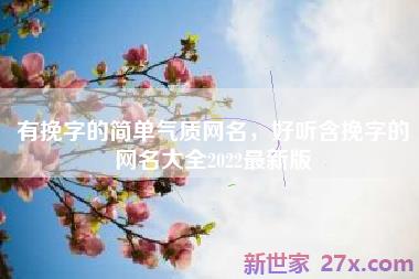 有挽字的简单气质网名，好听含挽字的网名大全2022最新版