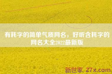 有耗字的简单气质网名，好听含耗字的网名大全2022最新版