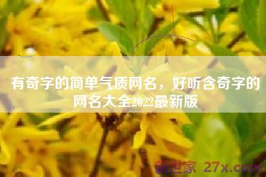 有奇字的简单气质网名，好听含奇字的网名大全2022最新版