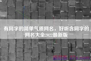 有同字的简单气质网名，好听含同字的网名大全2022最新版