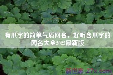 有爪字的简单气质网名，好听含爪字的网名大全2022最新版