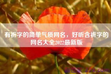 有祈字的简单气质网名，好听含祈字的网名大全2022最新版