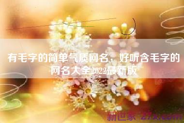 有毛字的简单气质网名，好听含毛字的网名大全2022最新版