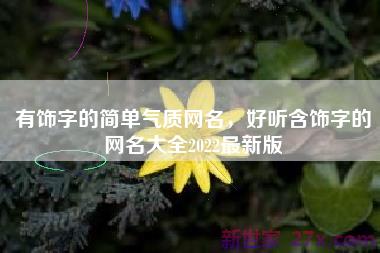 有饰字的简单气质网名，好听含饰字的网名大全2022最新版