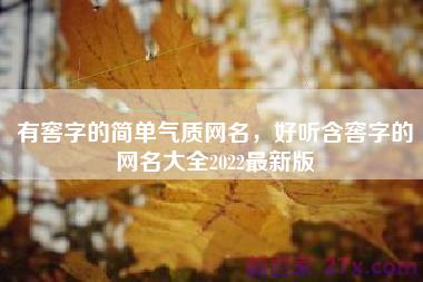 有窖字的简单气质网名，好听含窖字的网名大全2022最新版