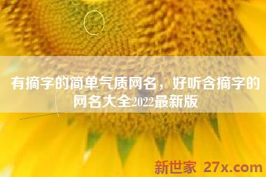 有摘字的简单气质网名，好听含摘字的网名大全2022最新版