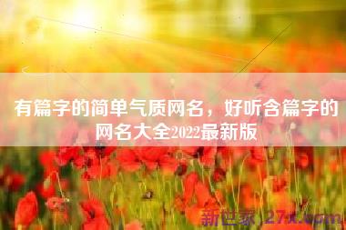 有篇字的简单气质网名，好听含篇字的网名大全2022最新版