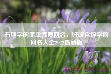 有辟字的简单气质网名，好听含辟字的网名大全2022最新版