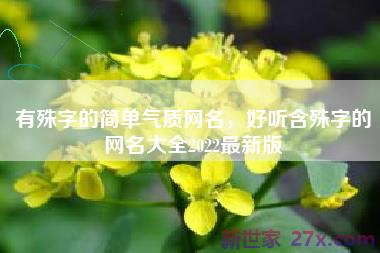 有殊字的简单气质网名，好听含殊字的网名大全2022最新版