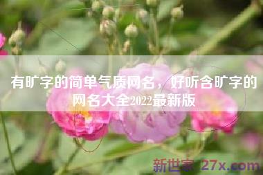 有旷字的简单气质网名，好听含旷字的网名大全2022最新版