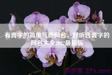 有膏字的简单气质网名，好听含膏字的网名大全2022最新版