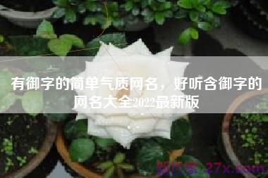 有御字的简单气质网名，好听含御字的网名大全2022最新版