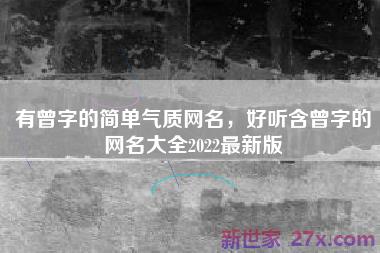 有曾字的简单气质网名，好听含曾字的网名大全2022最新版