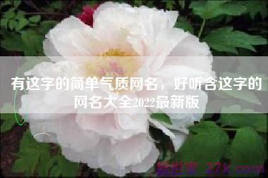 有这字的简单气质网名，好听含这字的网名大全2022最新版
