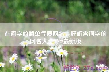 有河字的简单气质网名，好听含河字的网名大全2022最新版