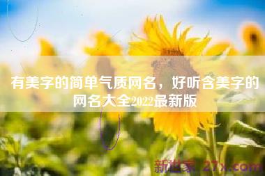 有美字的简单气质网名，好听含美字的网名大全2022最新版