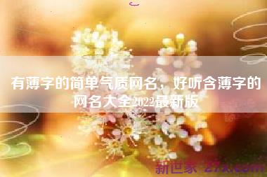 有薄字的简单气质网名，好听含薄字的网名大全2022最新版