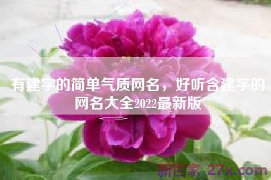 有建字的简单气质网名，好听含建字的网名大全2022最新版