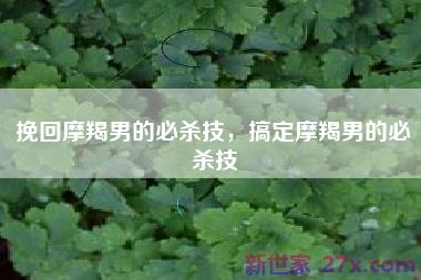 挽回摩羯男的必杀技，搞定摩羯男的必杀技