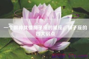 一个眼神就懂狮子座的星座，狮子座的四大弱点