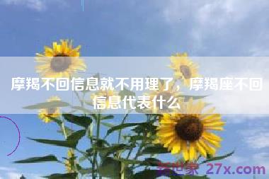 摩羯不回信息就不用理了，摩羯座不回信息代表什么