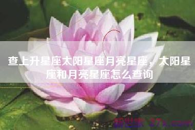 查上升星座太阳星座月亮星座，太阳星座和月亮星座怎么查询