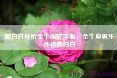 陶白白分析金牛座文字版，金牛座男生性格陶白白