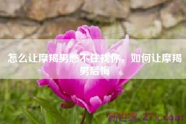 怎么让摩羯男憋不住找你，如何让摩羯男后悔