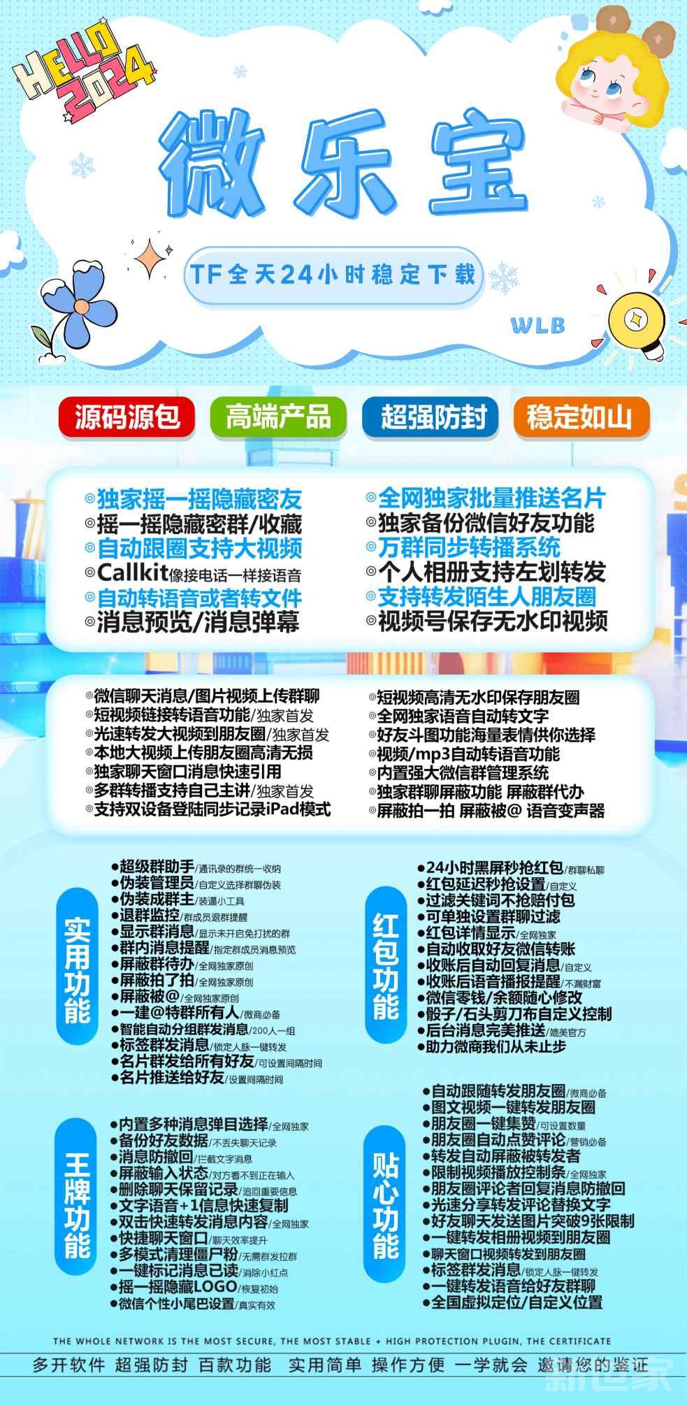 【苹果TF微乐宝授权码微信分身】3.0/4.0一键标记消息已读消除小红点好友聊天发送图片突破9张微信